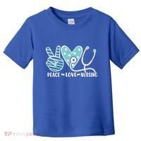 Peace Love Nursing Phonendoscope Heart Funny Nurse Medical Great Gift Toddler T-Shirt thumb 0