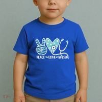 Peace Love Nursing Phonendoscope Heart Funny Nurse Medical Great Gift Toddler T-Shirt thumb 2