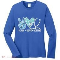 Peace Love Nursing Phonendoscope Heart Funny Nurse Medical Great Gift Women's Long Sleeve Shirt thumb 0