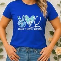 Peace Love Nursing Phonendoscope Heart Funny Nurse Medical Great Gift Women's T-Shirt thumb 2