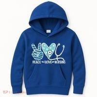 Peace Love Nursing Phonendoscope Heart Funny Nurse Medical Great Gift Kids Hoodie thumb 0