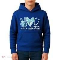 Peace Love Nursing Phonendoscope Heart Funny Nurse Medical Great Gift Kids Hoodie thumb 4