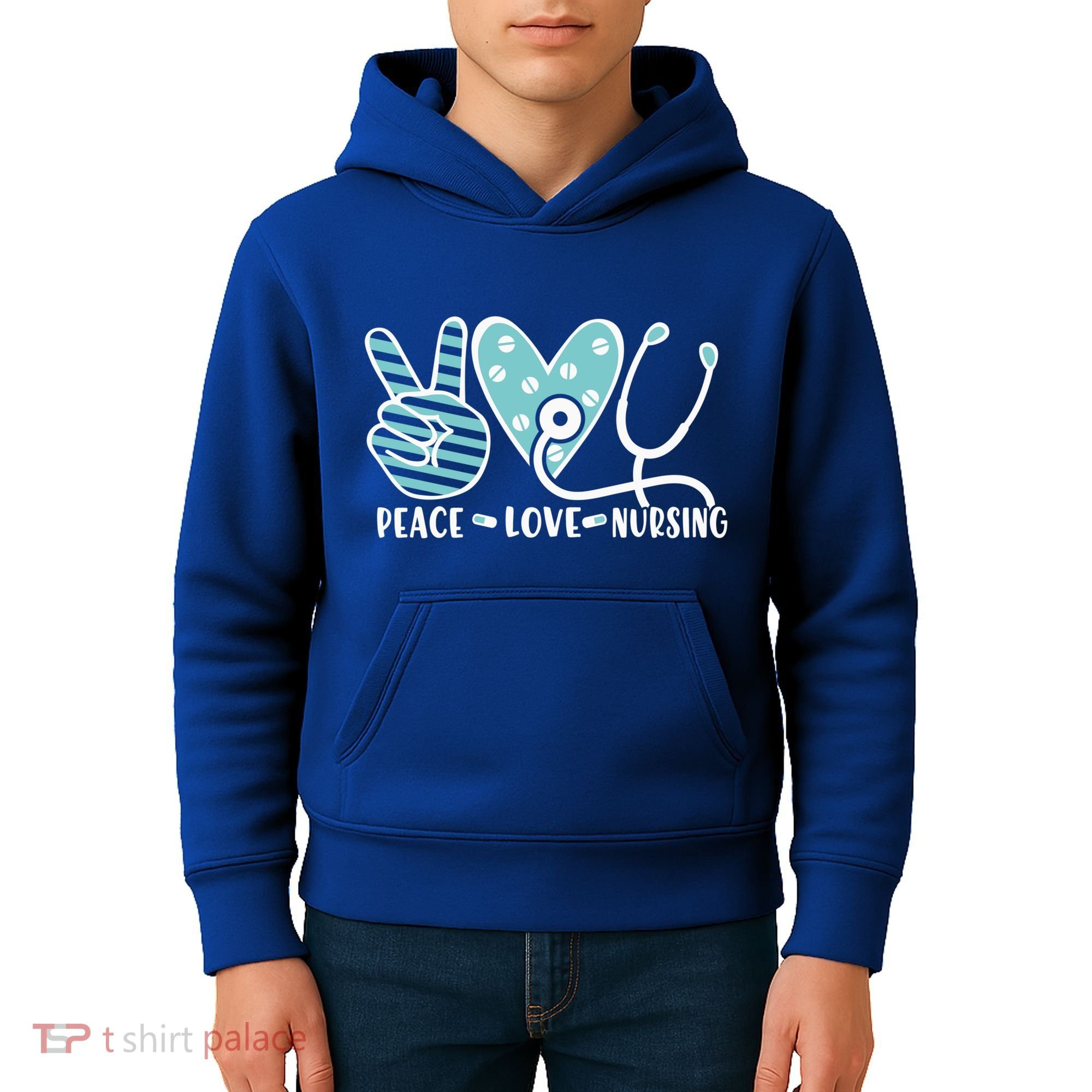 Peace Love Nursing Phonendoscope Heart Funny Nurse Medical Great Gift Kids Hoodie