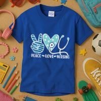 Peace Love Nursing Phonendoscope Heart Funny Nurse Medical Great Gift Kids T-Shirt thumb 3