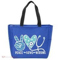 Peace Love Nursing Phonendoscope Heart Funny Nurse Medical Great Gift Tote Bag thumb 0