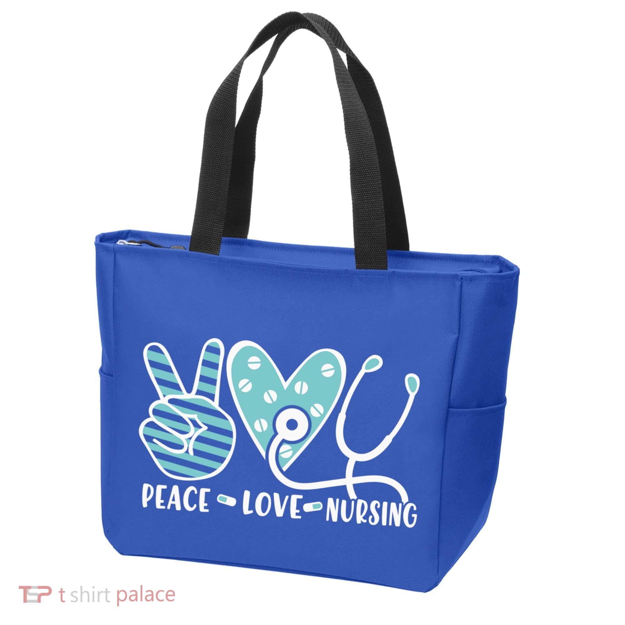 Peace Love Nursing Phonendoscope Heart Funny Nurse Medical Great Gift Tote Bag
