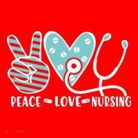 Peace Love Nursing Phonendoscope Heart Funny Nurse Medical Great Gift Santa Hat thumb 1