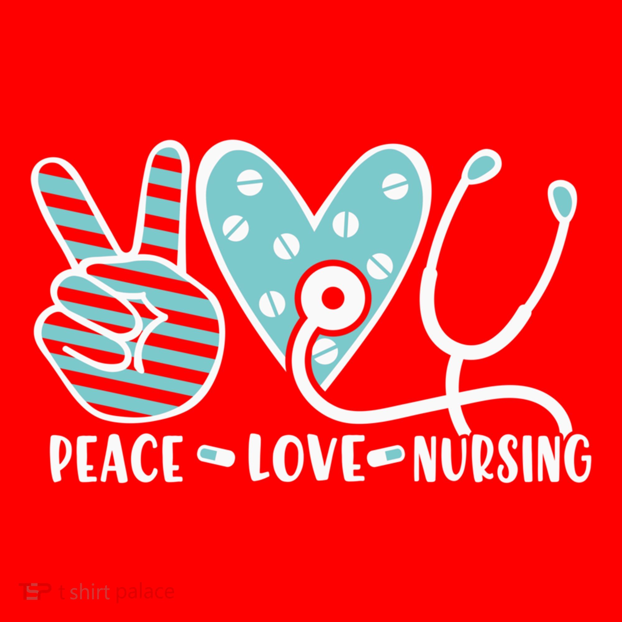 Peace Love Nursing Phonendoscope Heart Funny Nurse Medical Great Gift Santa Hat