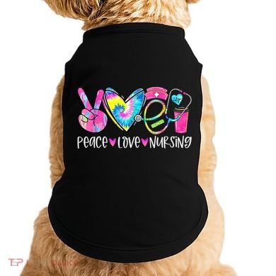 Peace Love Nursing Colorful Cute Nurse Gift Doggie Tank