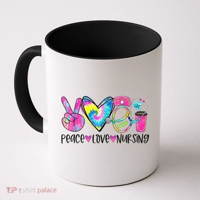 Peace Love Nursing Colorful Cute Nurse Gift Coffee Mug