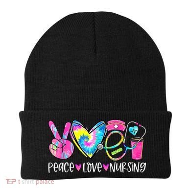 Peace Love Nursing Colorful Cute Nurse Gift Beanie