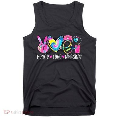 Peace Love Nursing Colorful Cute Nurse Gift Tank Top