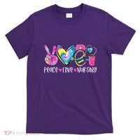 Peace Love Nursing Colorful Cute Nurse Gift T-Shirt thumb 0
