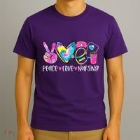 Peace Love Nursing Colorful Cute Nurse Gift T-Shirt thumb 3