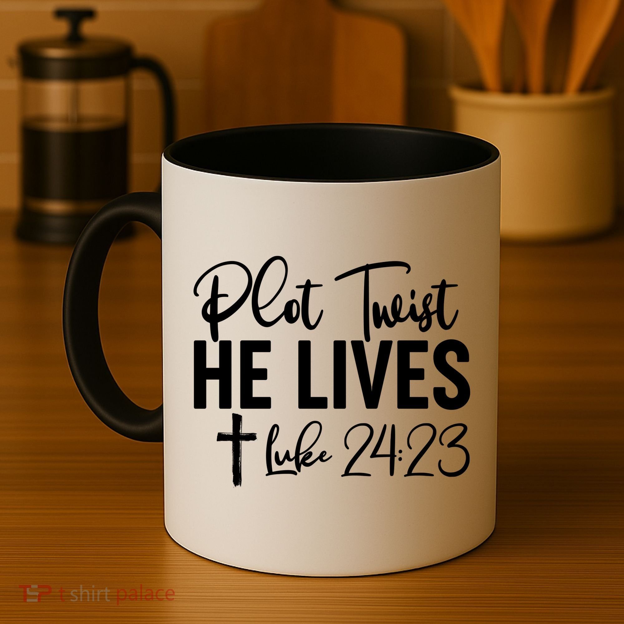 Plot Twist He Lives Luke 24:23 Coffee Mug
