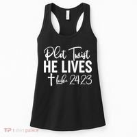 Plot Twist He Lives Luke 24:23 Women's Tank Top thumb 0