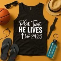 Plot Twist He Lives Luke 24:23 Tank Top thumb 4