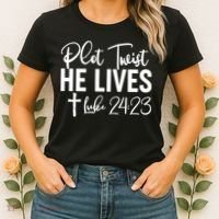 Plot Twist He Lives Luke 24:23 Women's T-Shirt thumb 2