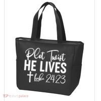 Plot Twist He Lives Luke 24:23 Tote Bag thumb 3