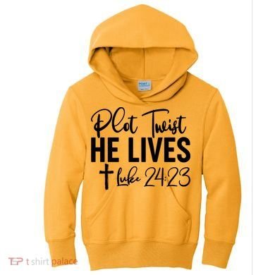 Plot Twist He Lives Luke 24:23 Kids Hoodie