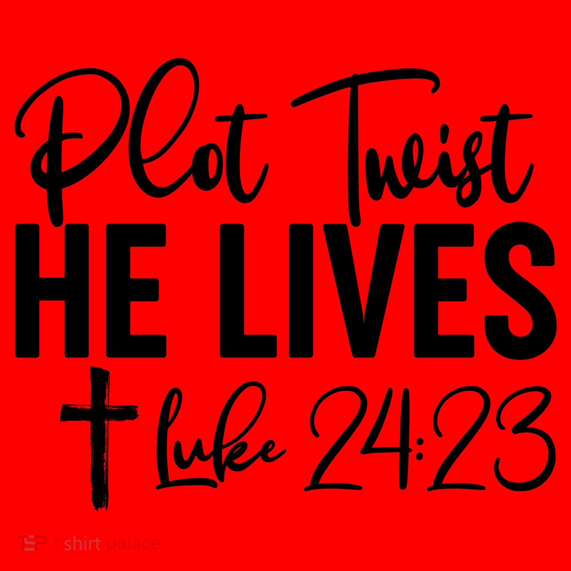 Plot Twist He Lives Luke 24:23 Santa Hat
