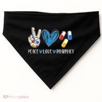 Peace Love Pharmacy Funny Pharmacy Tech USA-Made Doggie Bandana thumb 0