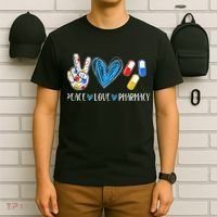 Peace Love Pharmacy Funny Pharmacy Tech T-Shirt thumb 6