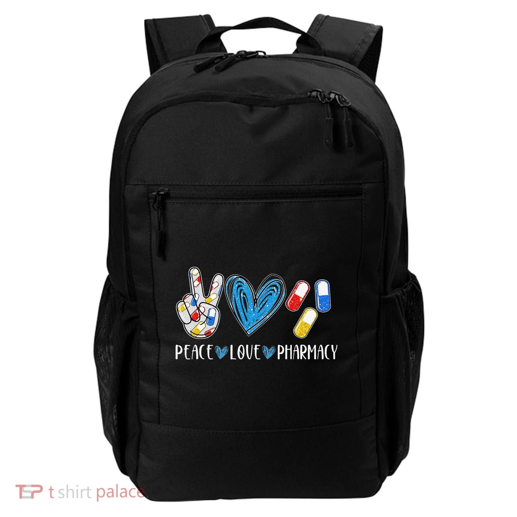 Peace Love Pharmacy Funny Pharmacy Tech Backpack