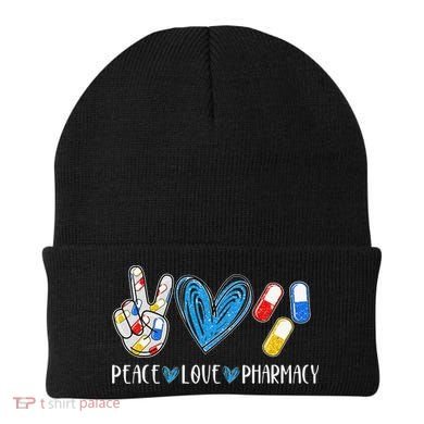 Peace Love Pharmacy Funny Pharmacy Tech Beanie