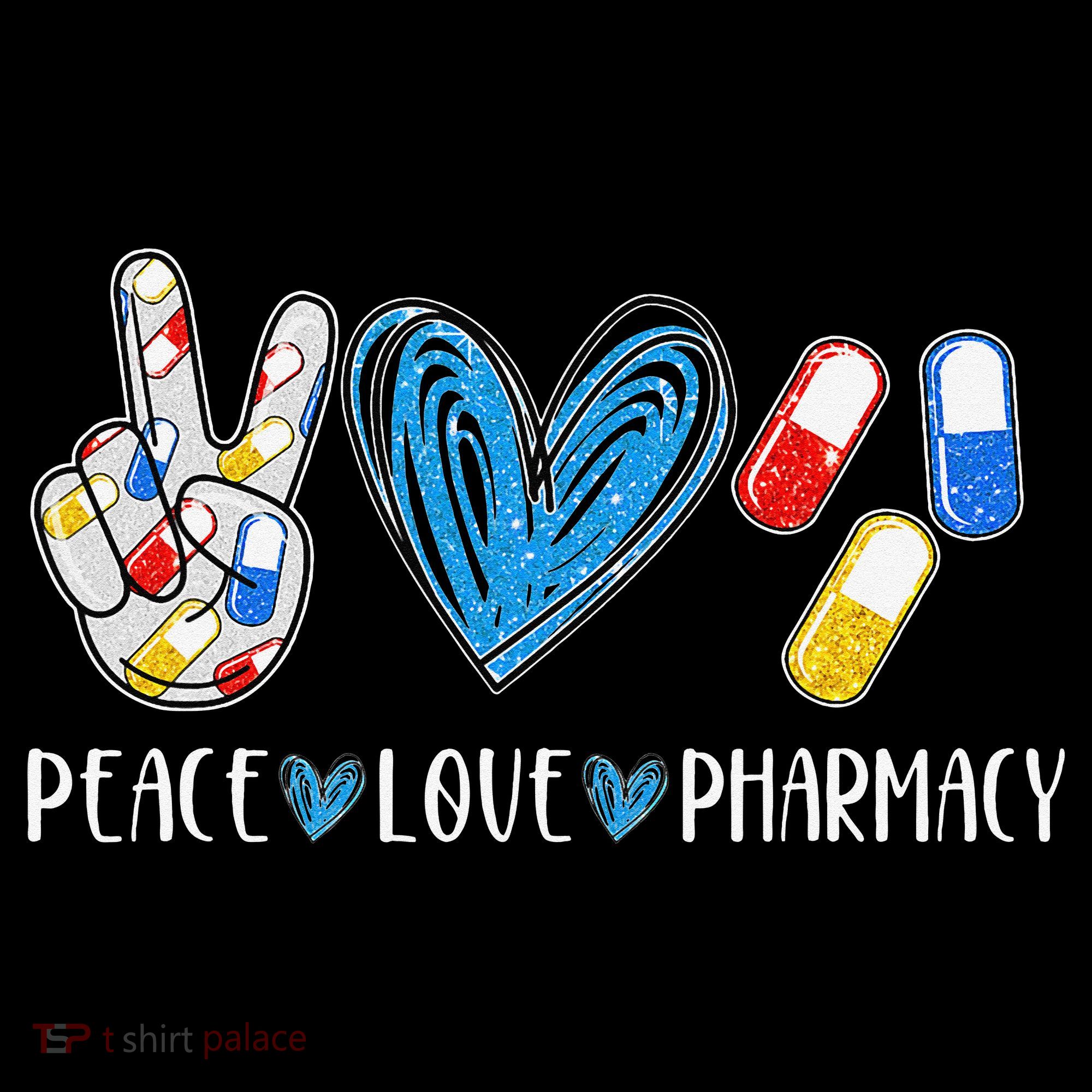Peace Love Pharmacy Funny Pharmacy Tech Women's Hoodie