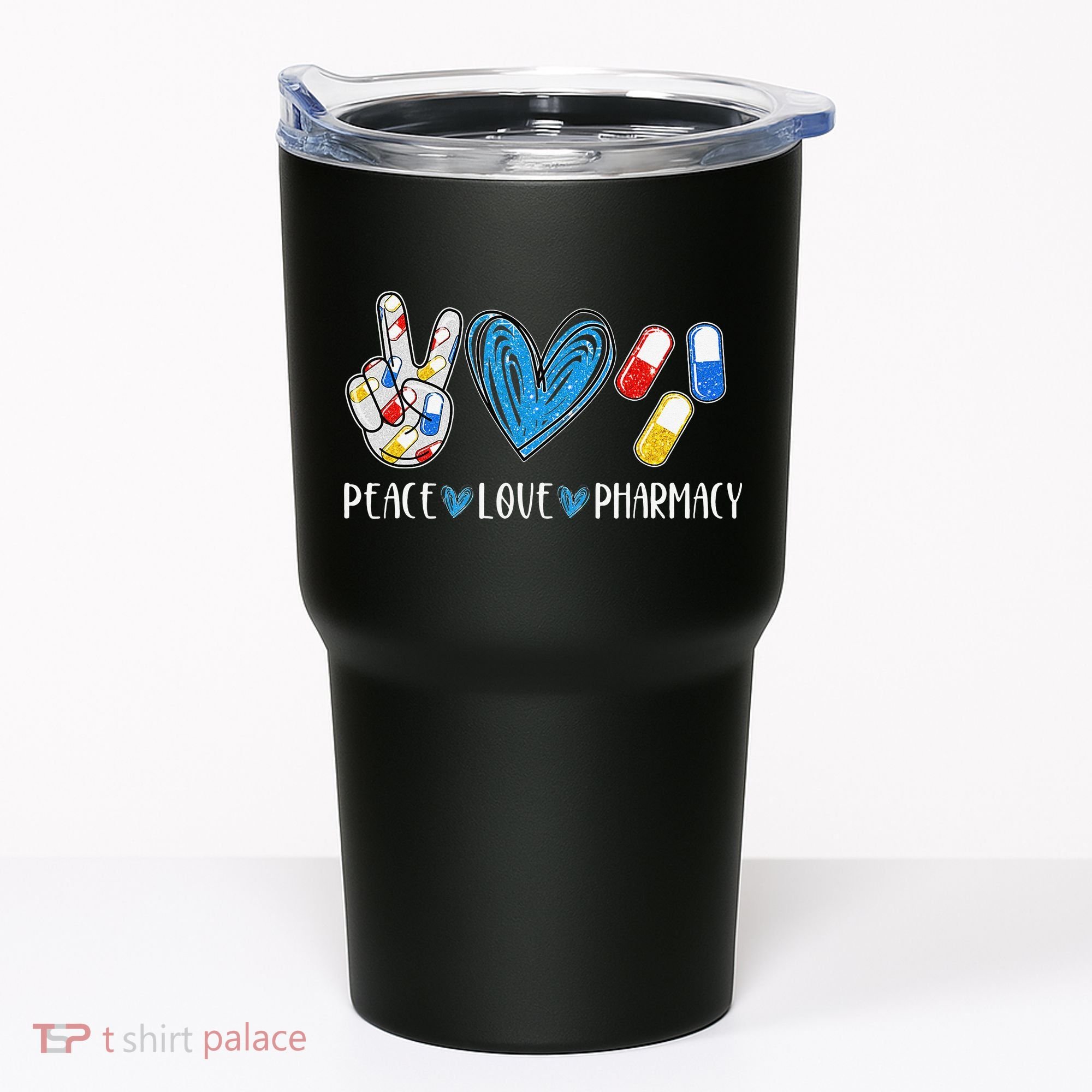 Peace Love Pharmacy Funny Pharmacy Tech Tumbler