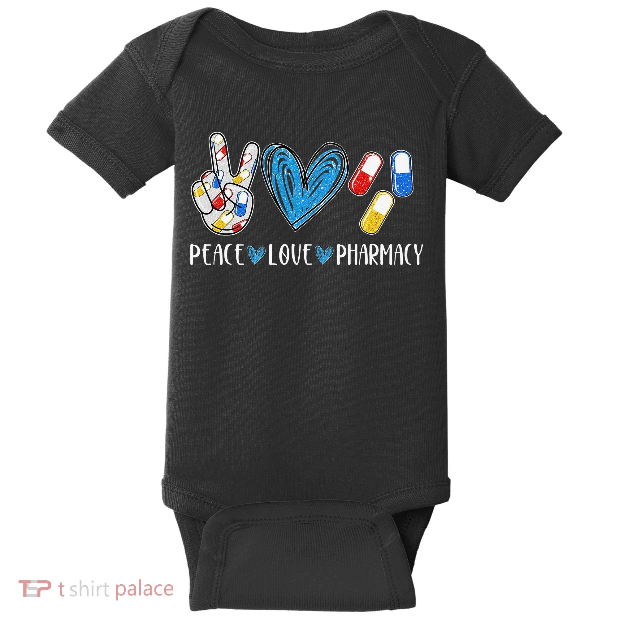 Peace Love Pharmacy Funny Pharmacy Tech Baby Bodysuit