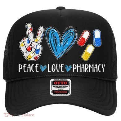 Peace Love Pharmacy Funny Pharmacy Tech Hat