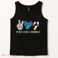 Peace Love Pharmacy Funny Pharmacy Tech Tank Top thumb 2