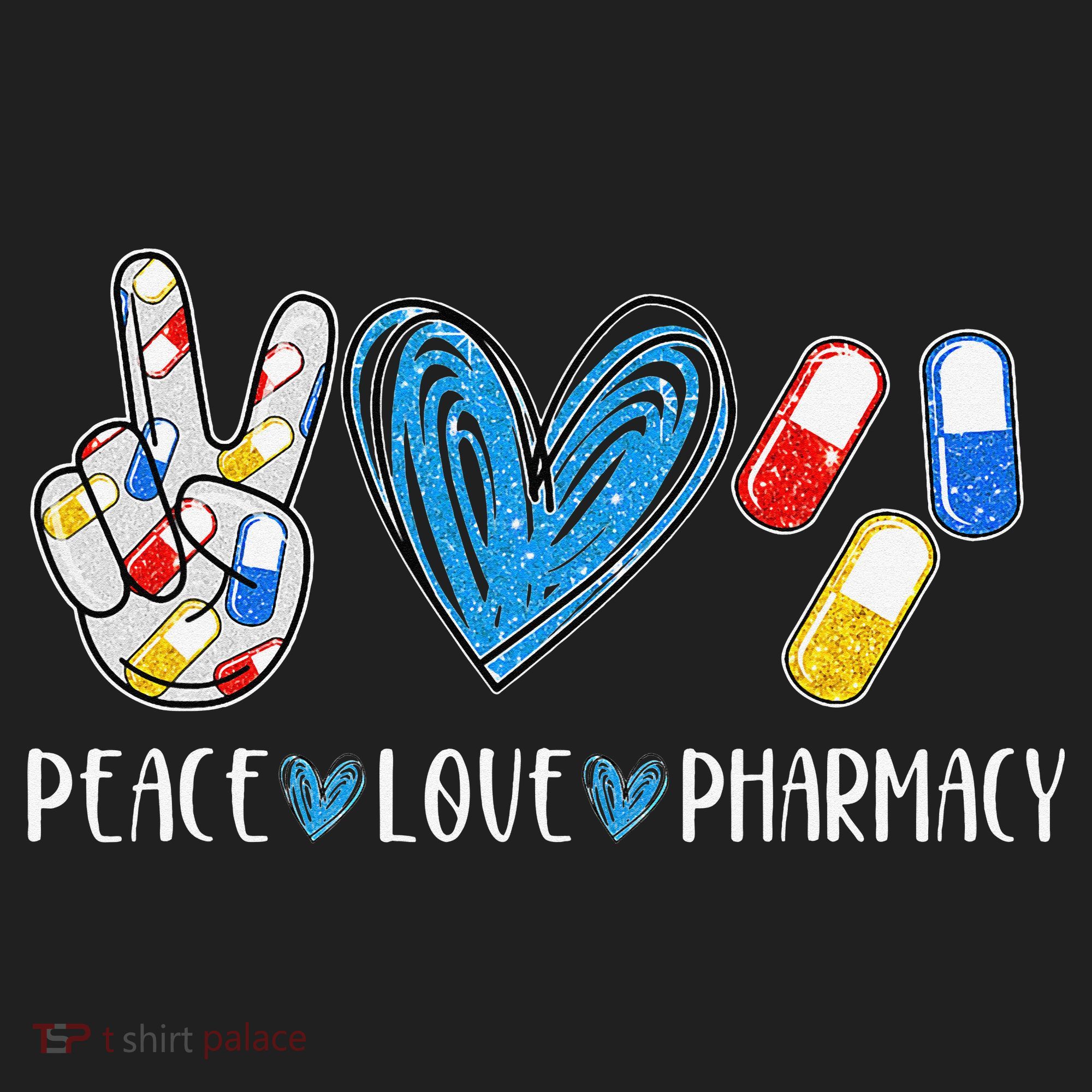Peace Love Pharmacy Funny Pharmacy Tech Golf Towel