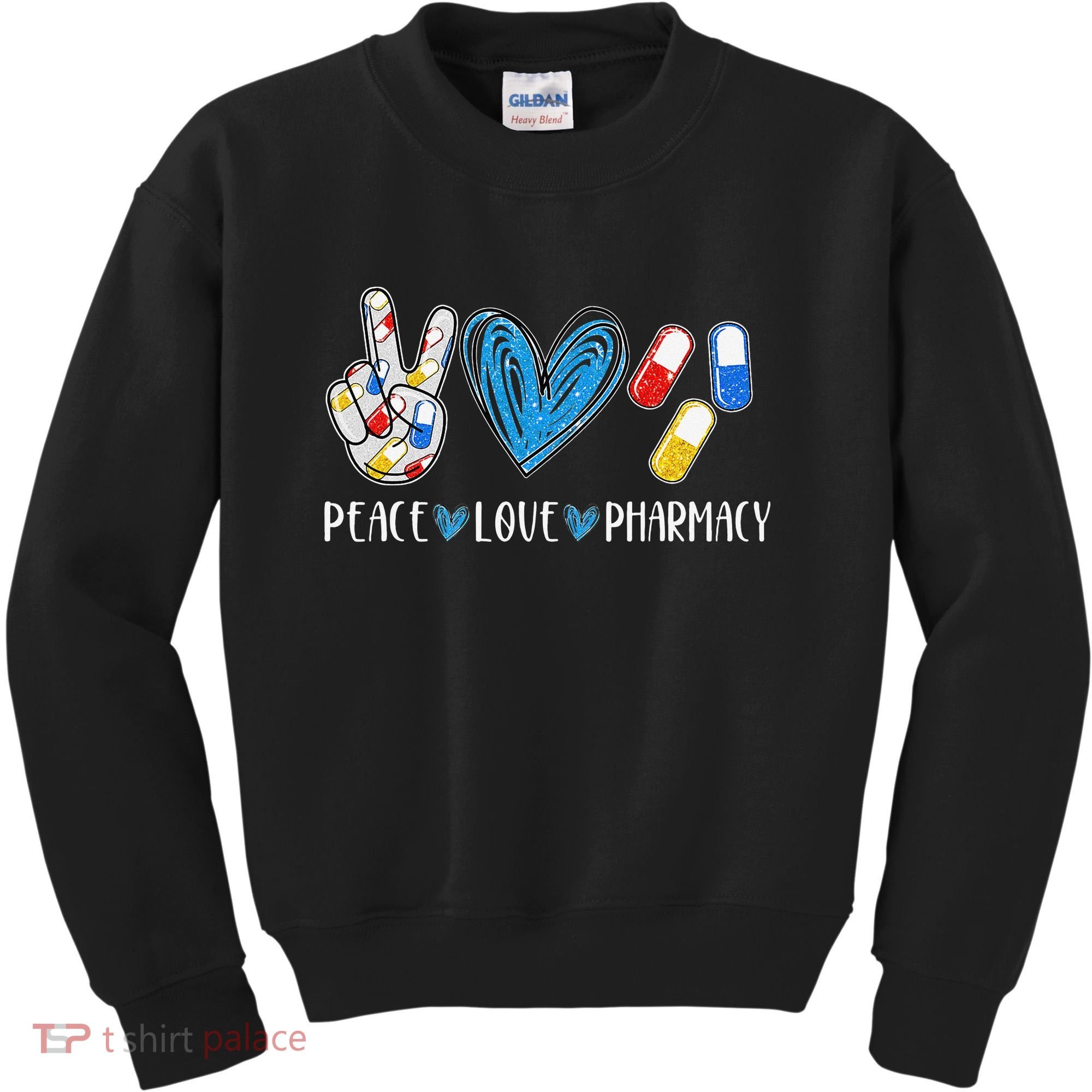 Peace Love Pharmacy Funny Pharmacy Tech Kids Sweatshirt