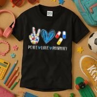 Peace Love Pharmacy Funny Pharmacy Tech Kids T-Shirt thumb 3