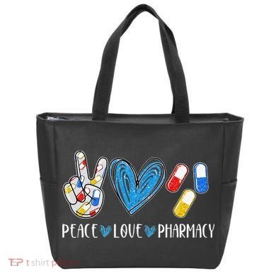 Peace Love Pharmacy Funny Pharmacy Tech Tote Bag