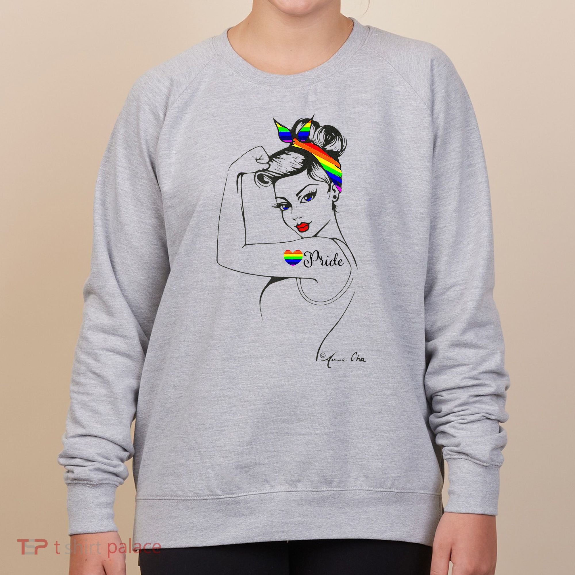 Pride LGBT Power Pin Up Art Modern Rosie The Riveter Women's Sweatshirt