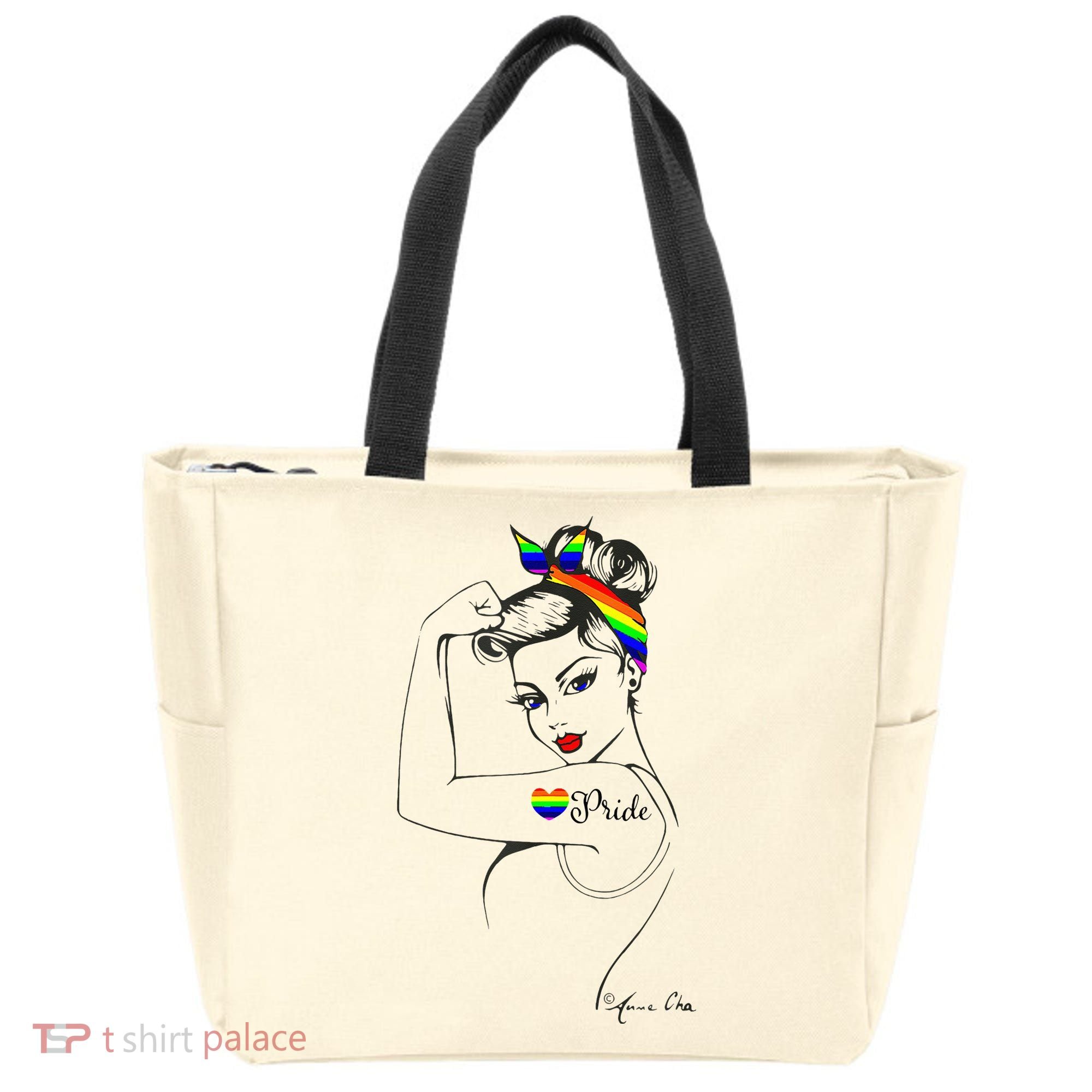 Pride LGBT Power Pin Up Art Modern Rosie The Riveter Tote Bag