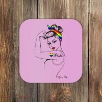 Pride LGBT Power Pin Up Art Modern Rosie The Riveter Coaster thumb 0