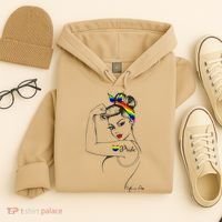 Pride LGBT Power Pin Up Art Modern Rosie The Riveter Hoodie thumb 4
