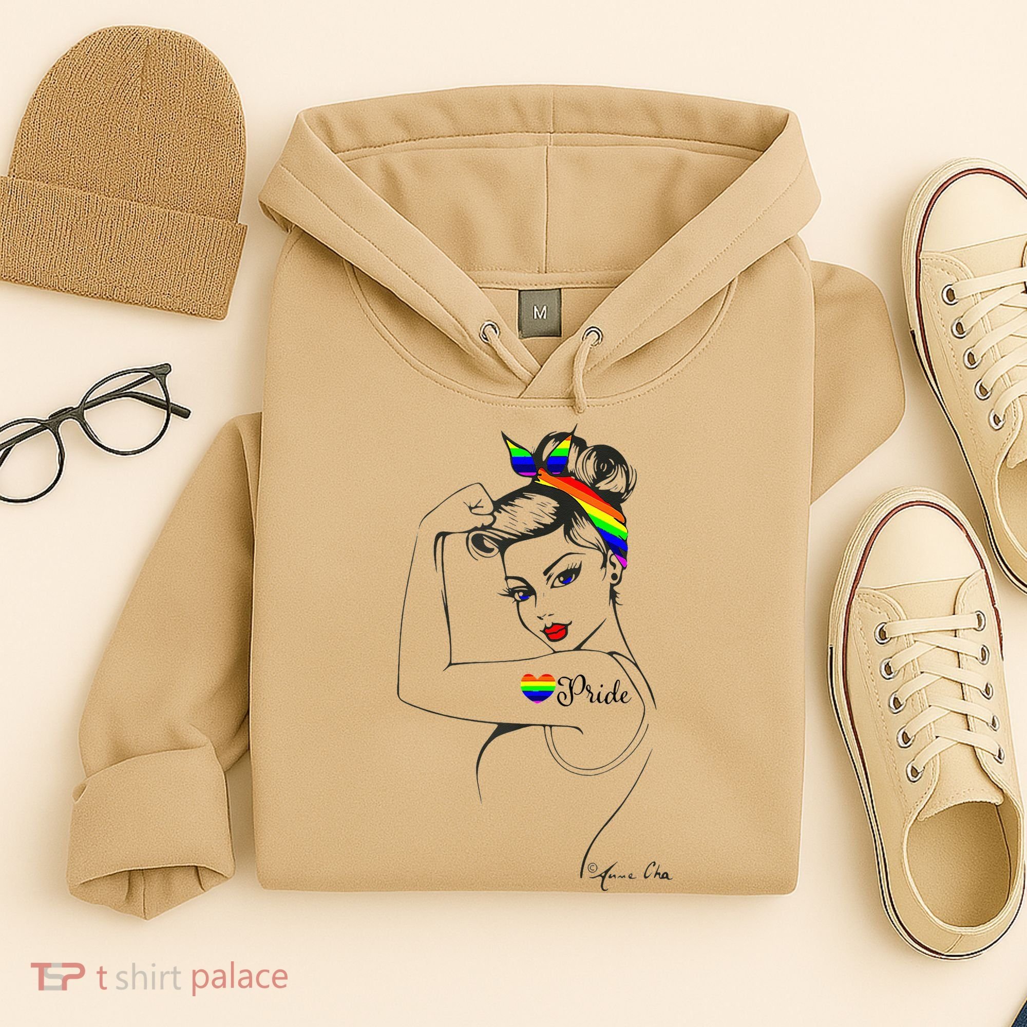 Pride LGBT Power Pin Up Art Modern Rosie The Riveter Hoodie