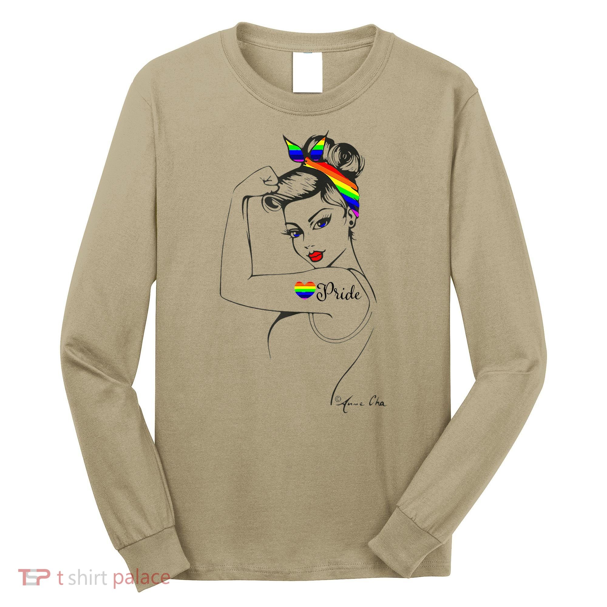 Pride LGBT Power Pin Up Art Modern Rosie The Riveter Long Sleeve Shirt
