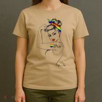 Pride LGBT Power Pin Up Art Modern Rosie The Riveter T-Shirt thumb 4