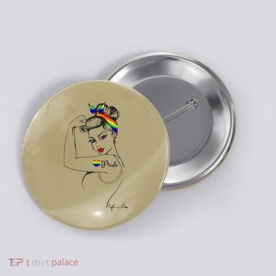 Pride LGBT Power Pin Up Art Modern Rosie The Riveter Button