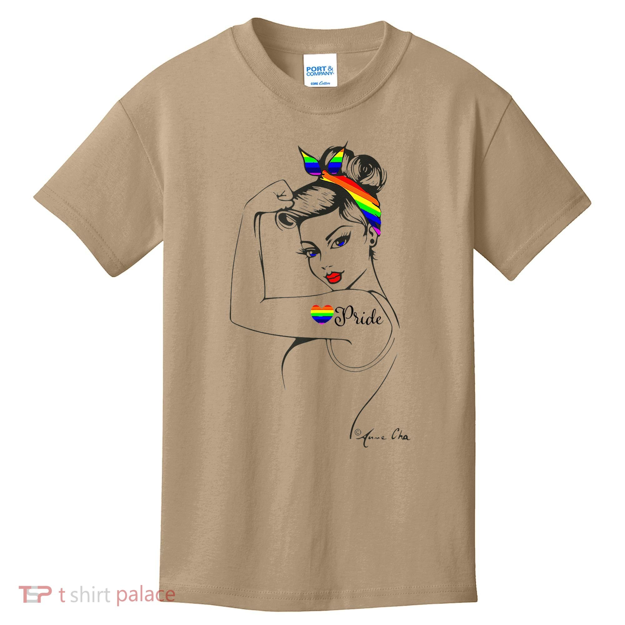 Pride LGBT Power Pin Up Art Modern Rosie The Riveter Kids T-Shirt