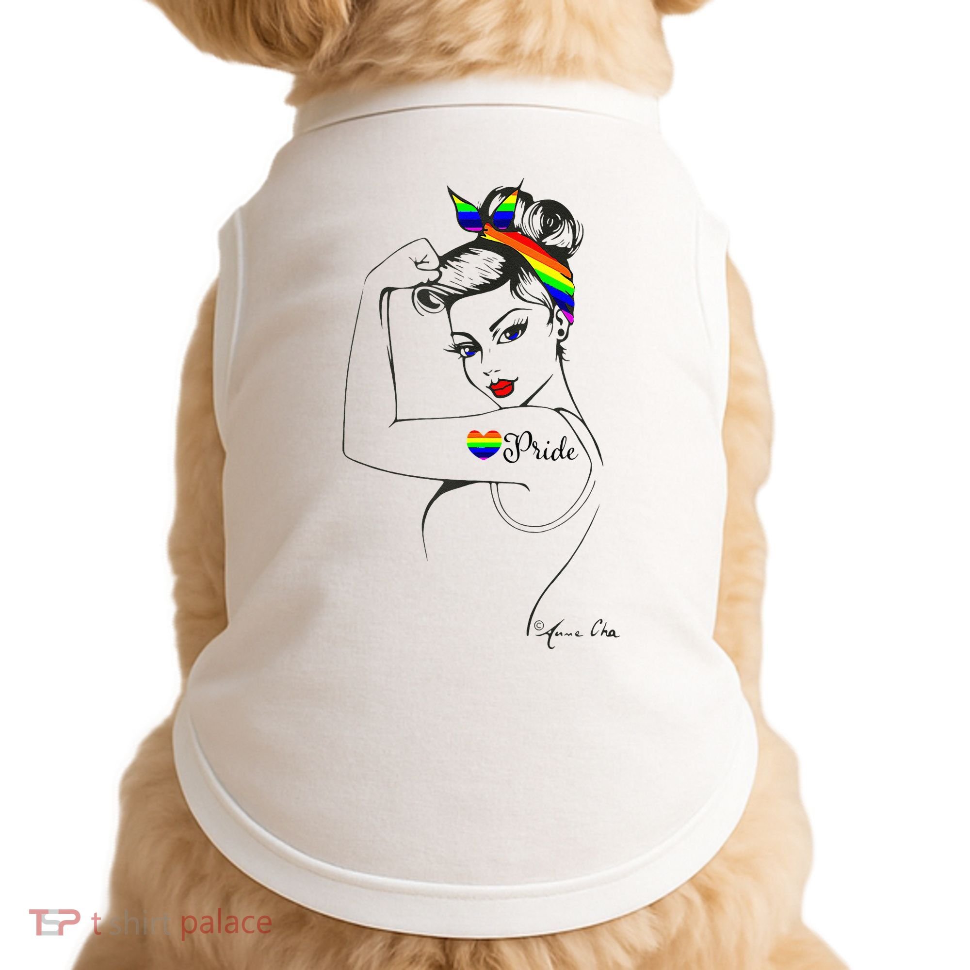 Pride LGBT Power Pin Up Art Modern Rosie The Riveter Doggie Tank