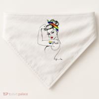 Pride LGBT Power Pin Up Art Modern Rosie The Riveter USA-Made Doggie Bandana thumb 0