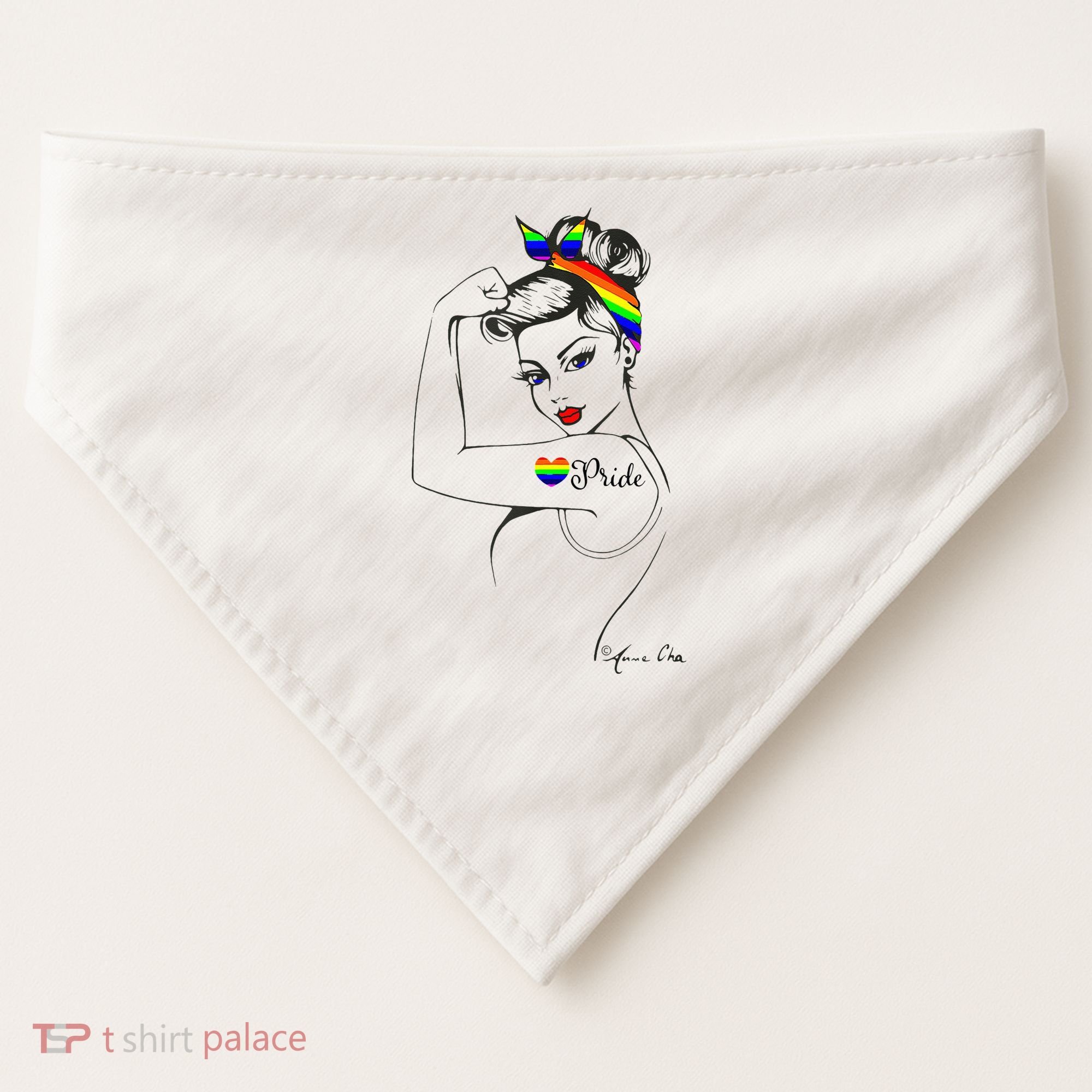Pride LGBT Power Pin Up Art Modern Rosie The Riveter USA-Made Doggie Bandana